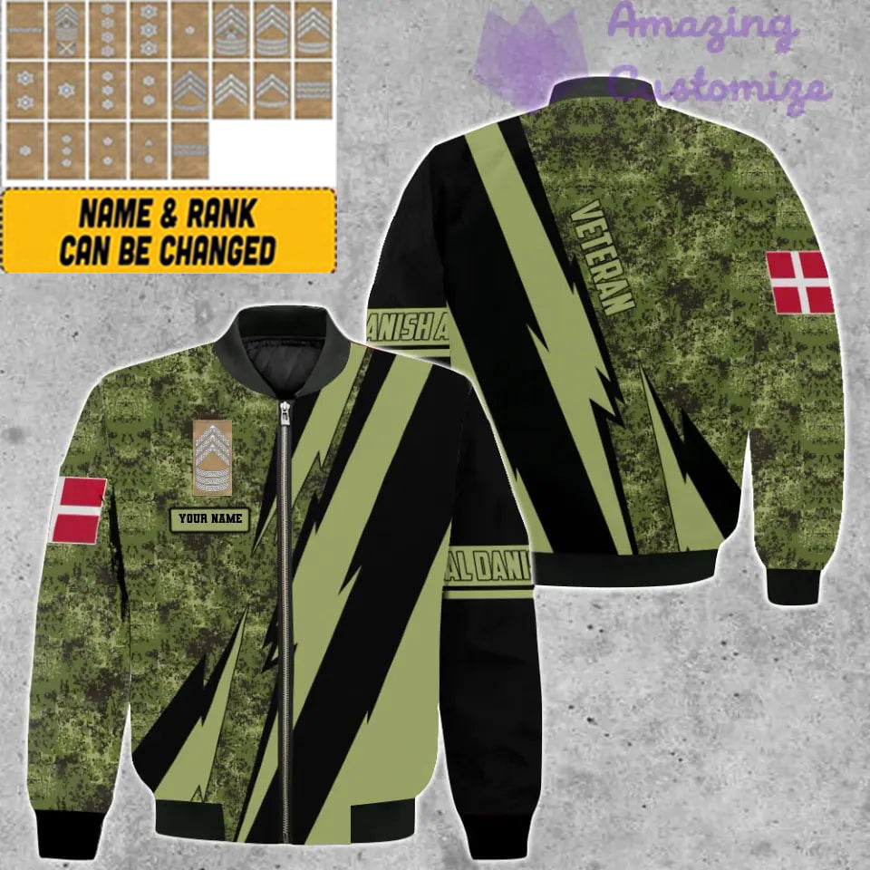 Personalized Denmark Soldier/ Veteran Camo With Name And Rank Bomber Jacket 3D Printed - 17121024