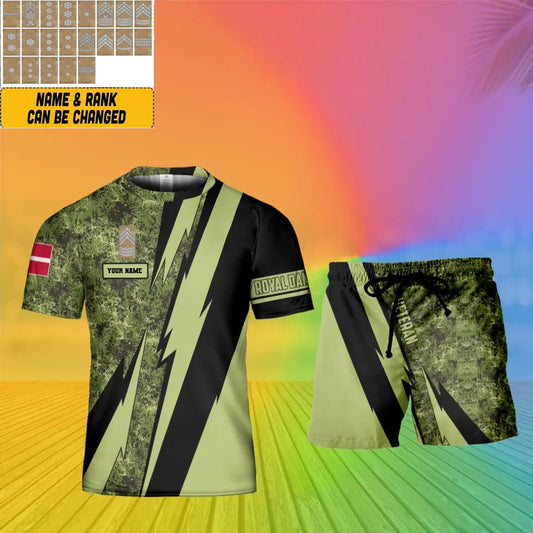 Personalized Denmark Soldier/ Veteran Camo With Name And Rank Combo T-Shirt + Short 3D Printed - 17121024