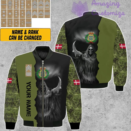 Personalized Denmark Soldier/ Veteran Camo With Name And Rank Bomber Jacket 3D Printed - 17062272