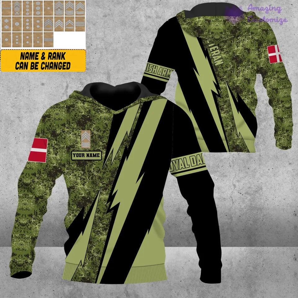 Personalized Denmark Soldier/Veteran with Name and Rank Hoodie All Over Printed - 03042401QA