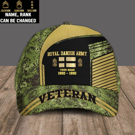 Personalized Rank And Name Denmark Soldier/Veterans Camo Baseball Cap Veteran - 2103240001