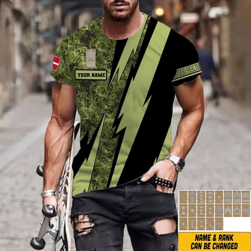 Personalized Denmark Soldier/Veteran with Name and Rank T-shirt 3D All Over Printed - 17121024
