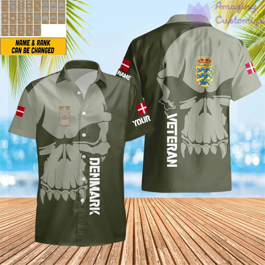 Personalized Denmark Soldier/ Veteran Camo With Name And Rank Hawaii Shirt 3D Printed - 17080416