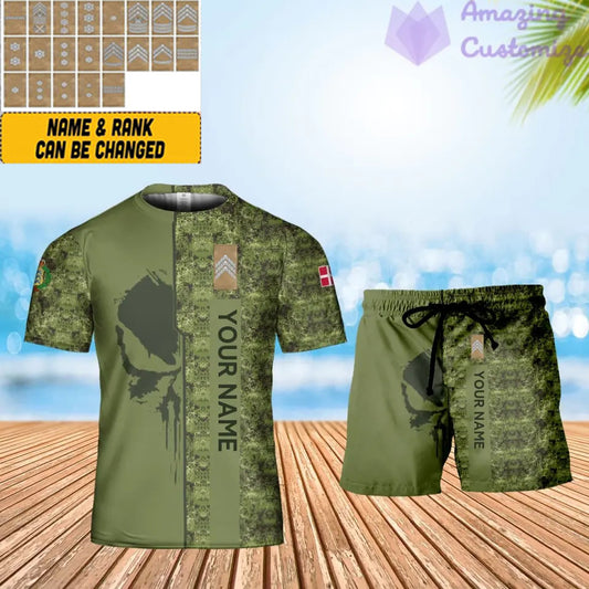 Personalized Denmark Soldier/ Veteran Camo With Name And Rank Combo T-Shirt + Short 3D Printed -10052401QA