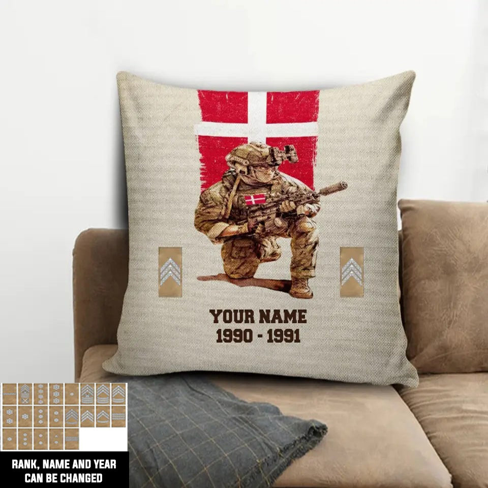Personalized Denmark Soldier/ Veteran With Name, Year And Rank Pillow 3D Printed - 17199648