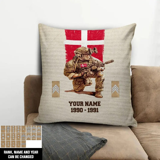 Personalized Denmark Soldier/ Veteran With Name, Year And Rank Pillow 3D Printed - 17199648
