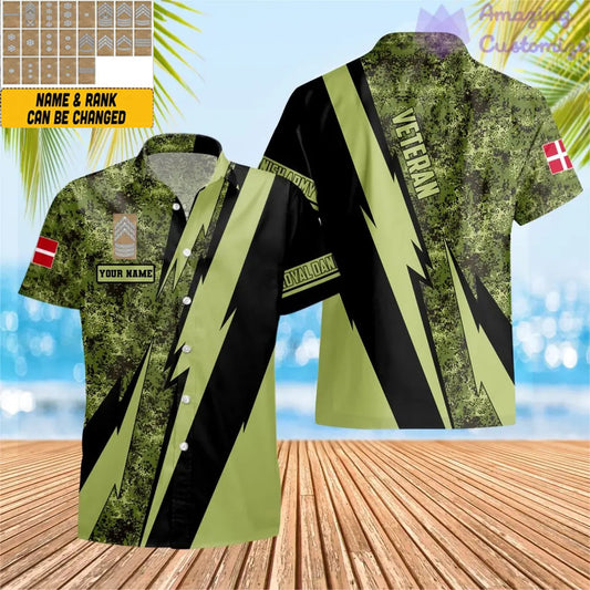 Personalized Denmark Soldier/Veteran with Name and Rank Hawaii Shirt All Over Printed - 17121024