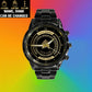 Personalized Denmark Soldier/ Veteran With Name And Rank Black Stainless Steel Watch - 0603240002 - Gold Version