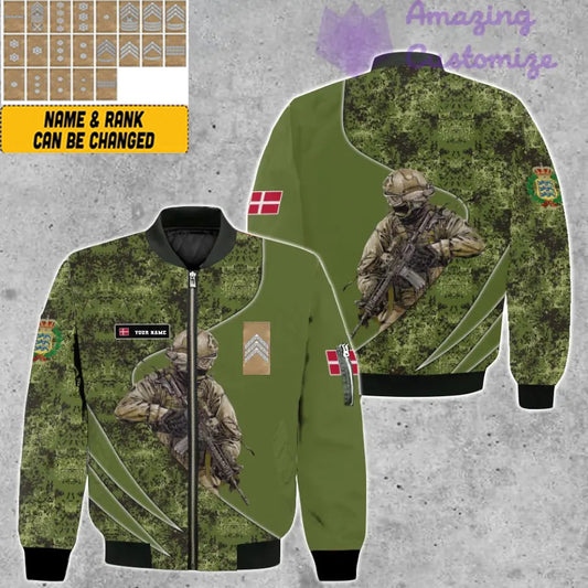 Personalized Denmark Soldier/ Veteran Camo With Name And Rank Bomber Jacket 3D Printed - 17157312