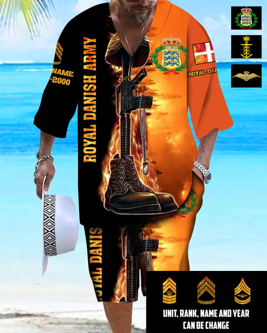 Personalized Denmark Soldier/ Veteran With Name, Year And Rank Combo Top + Bottoms - 17284320