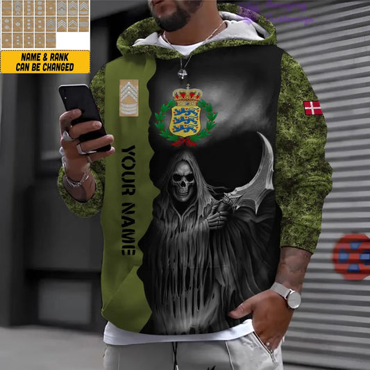 Personalized Denmark Soldier/Veteran with Name and Rank 3D Hoodie All Over Printed - 2601240001QA