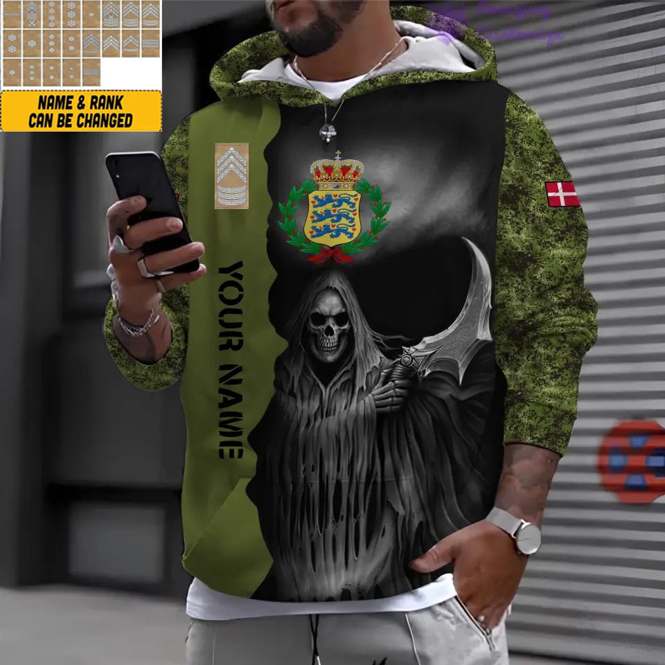 Personalized Denmark Soldier/Veteran with Name and Rank 3D Hoodie All Over Printed - 17062272