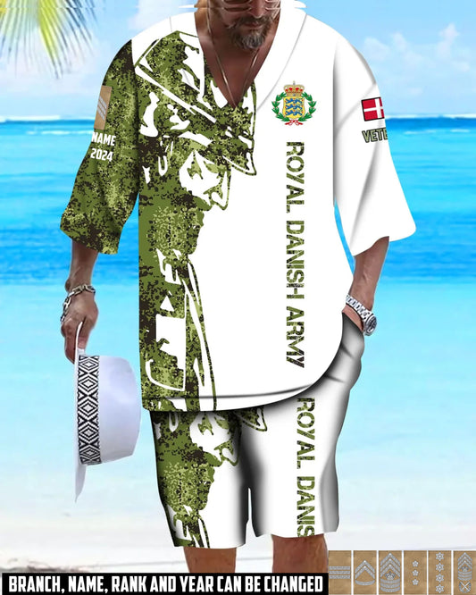 Personalized Denmark Soldier/ Veteran With Name, Year And Rank Combo Top + Bottoms - 17262720