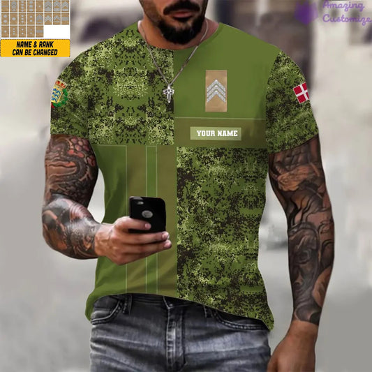 Personalized Denmark Soldier/Veteran with Name and Rank T-shirt All Over Printed - 07052401QA
