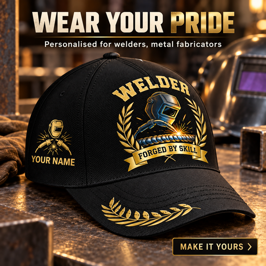 Personalized Welder Baseball Cap - Black Gold Legacy - advertising image