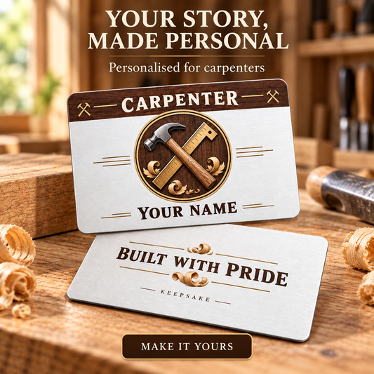 Personalized Carpenter Aluminum Wallet Card - Everyday Dedication - advertising image