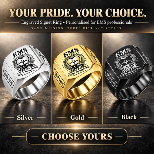 Personalized EMS Engraved Signet Ring - Sunburst Legacy - advertising image