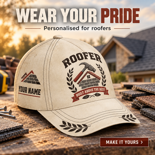 Personalized Roofer Baseball Cap - Vintage Laurel - advertising image