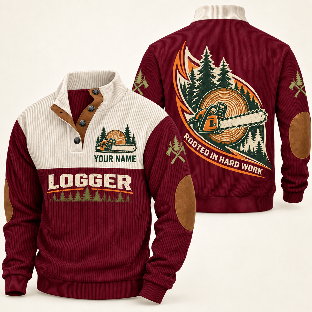Personalized Logger Sports Sweatshirt - Heritage Collar - Jujube Red