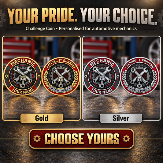Personalized Mechanic Challenge Coin - Heritage Tribute - advertising image
