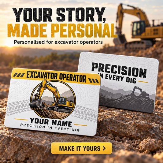 Personalized Excavator Operator Aluminum Wallet Card - Everyday Dedication - advertising image