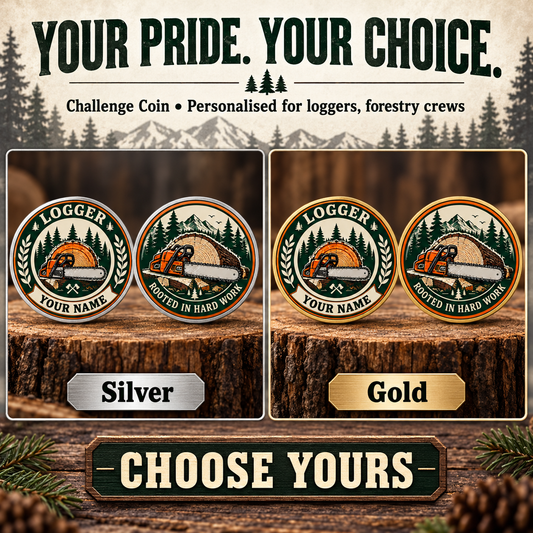 Personalized Logger Challenge Coin - Legacy Laurel - advertising image