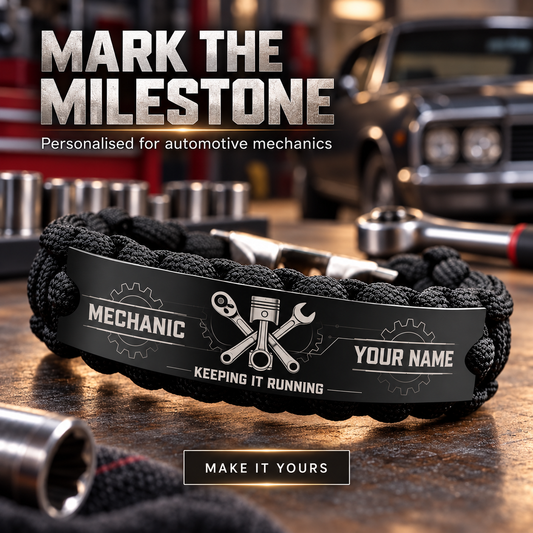 Personalized Mechanic Braided Bracelet - Crew Bond - advertising image