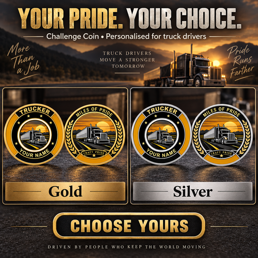 Personalized Trucker Challenge Coin - Heritage Tribute - advertising image