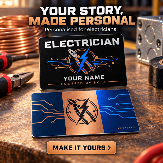 Personalized Electrician Aluminum Wallet Card - Midnight Pride - advertising image