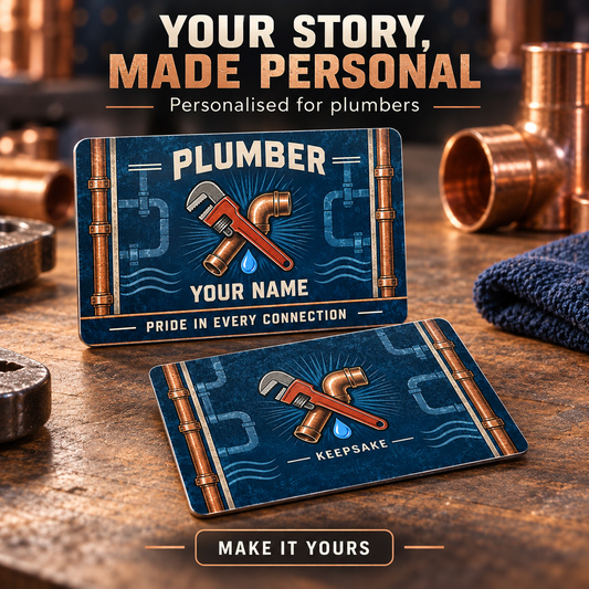 Personalized Plumber Aluminum Wallet Card - Toolmark Heritage - advertising image