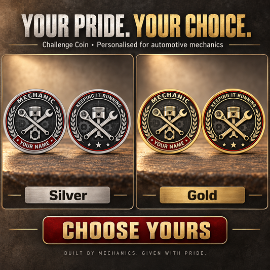 Personalized Mechanic Challenge Coin - Legacy Laurel - advertising image