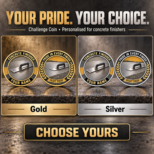 Personalized Concrete Finisher Challenge Coin - Heritage Tribute - advertising image