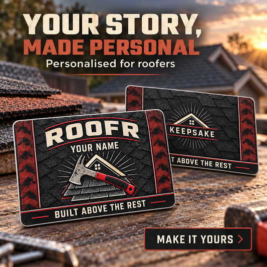 Personalized Roofer Aluminum Wallet Card - Toolmark Heritage - advertising image