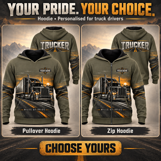 Personalized Trucker Hoodie - Crew Silhouette - advertising image