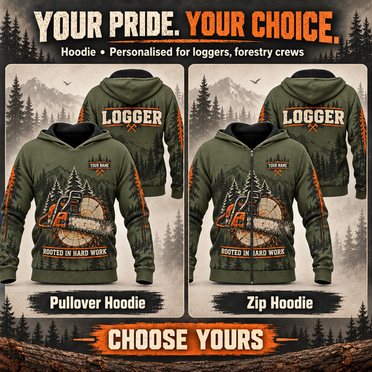 Personalized Logger Hoodie - Crew Silhouette - advertising image
