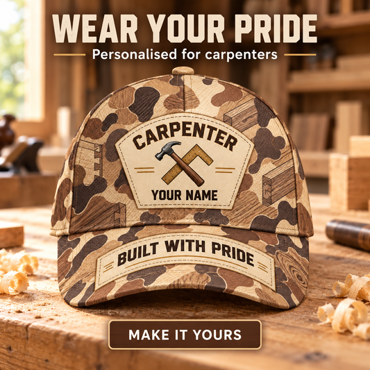 Personalized Carpenter Camo Baseball Cap - Patchwork Pride - advertising image