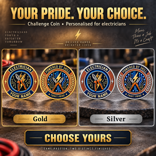 Personalized Electrician Challenge Coin - Heritage Tribute - advertising image