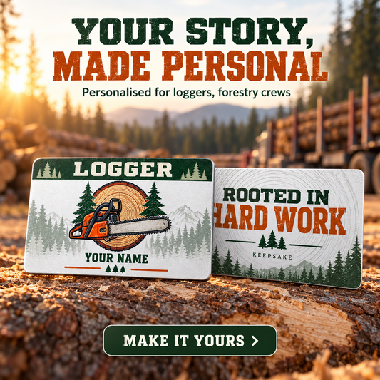 Personalized Logger Aluminum Wallet Card - Everyday Dedication - advertising image
