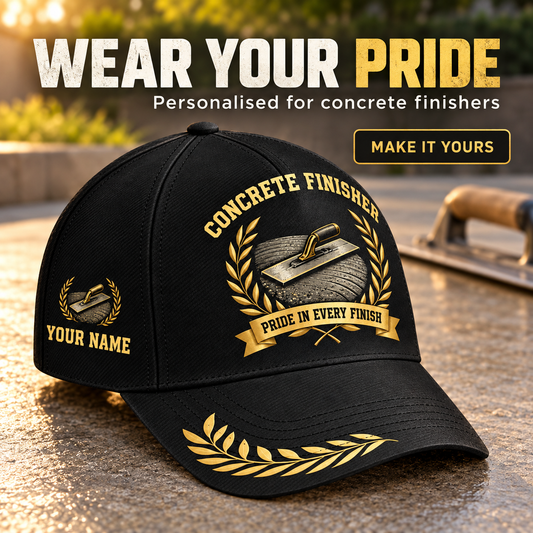 Personalized Concrete Finisher Baseball Cap - Black Gold Legacy - advertising image