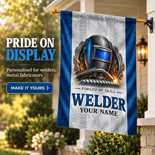 Personalized Welder House Flag - Proud Legacy - advertising image