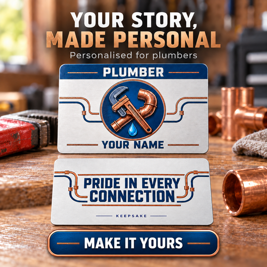 Personalized Plumber Aluminum Wallet Card - Everyday Dedication - advertising image
