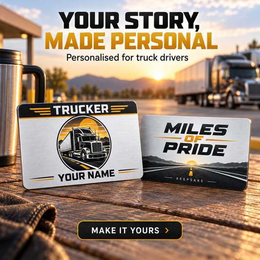 Personalized Trucker Aluminum Wallet Card - Everyday Dedication - advertising image