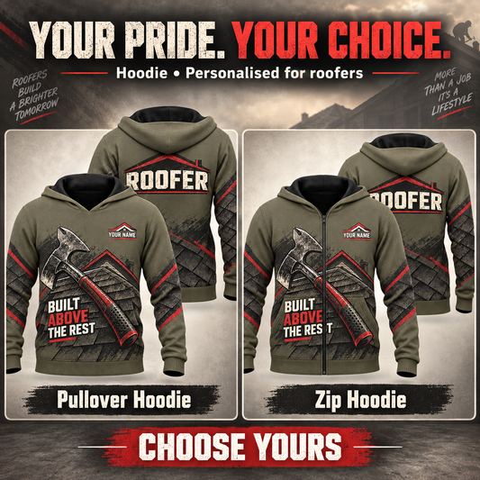 Personalized Roofer Hoodie - Crew Silhouette - advertising image