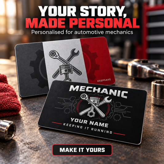 Personalized Mechanic Aluminum Wallet Card - Midnight Pride - advertising image