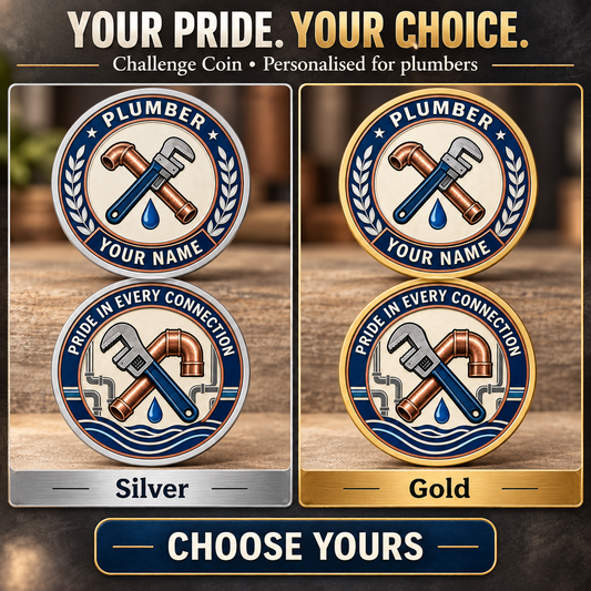 Personalized Plumber Challenge Coin - Legacy Laurel - advertising image