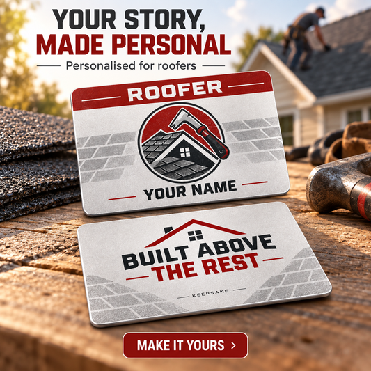 Personalized Roofer Aluminum Wallet Card - Everyday Dedication - advertising image