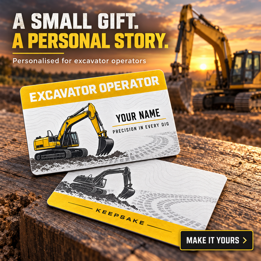 Personalized Excavator Operator Aluminum Wallet Card - Signature Stripe - advertising image