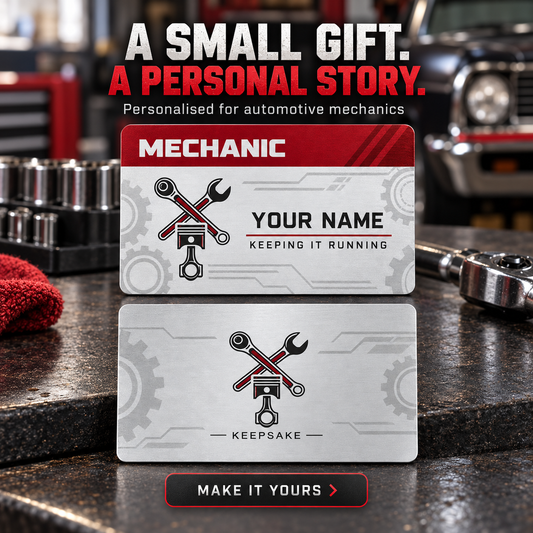 Personalized Mechanic Aluminum Wallet Card - Signature Stripe - advertising image