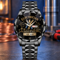Personalized Electrician Crystal Metal Watch - Faceted Legacy - Black