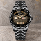 Personalized Concrete Finisher Crystal Metal Watch - Faceted Legacy - Black